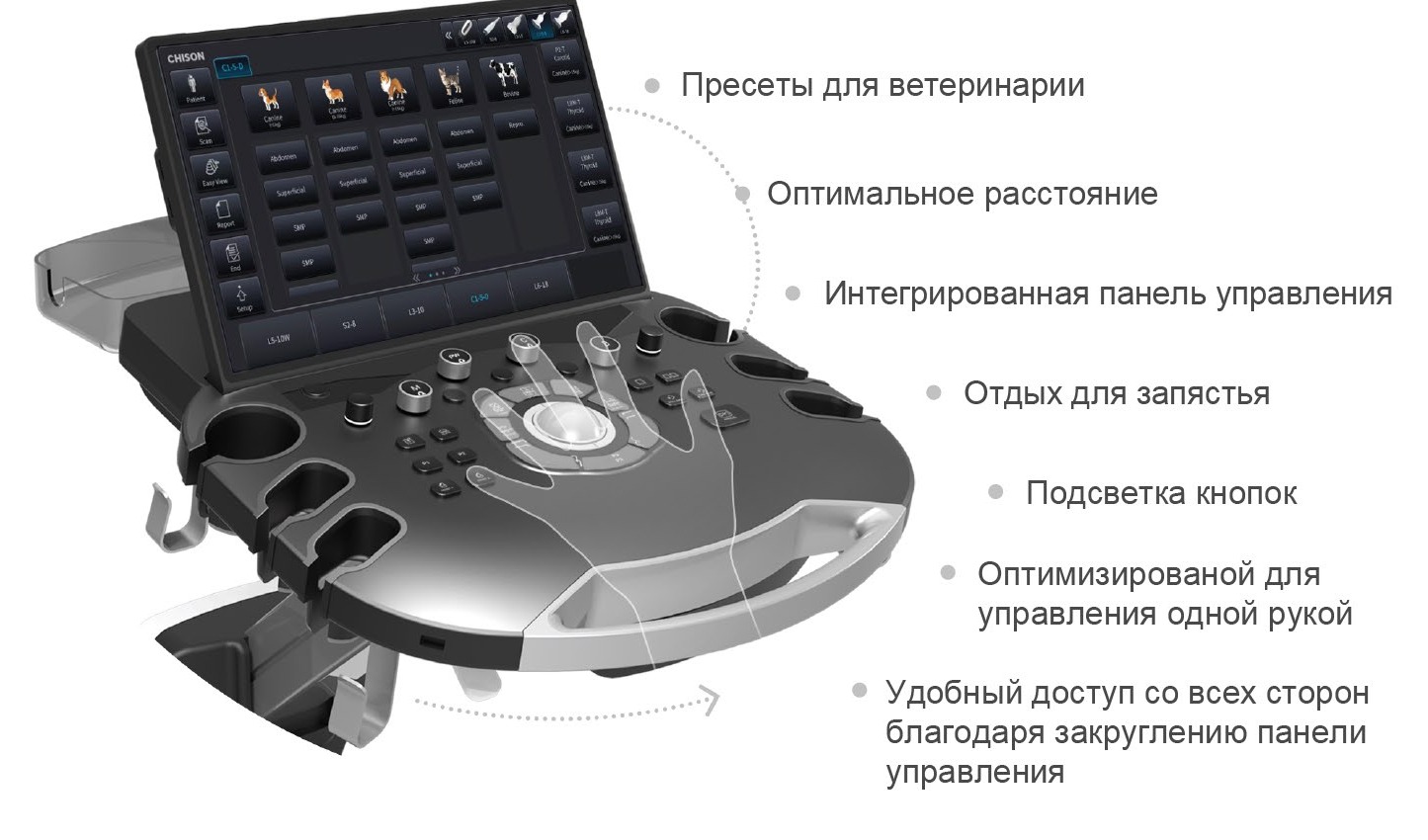 Панель управления CHISON SonoPort Ultramatrix VET крупным планом